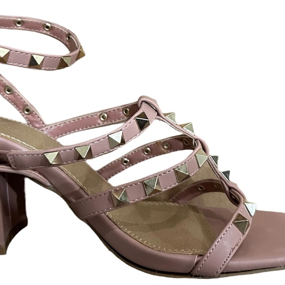 ASOS DESIGN Wide Fit Haiti studded blocked heeled sandals size 6 us square toe - Picture 5 of 8